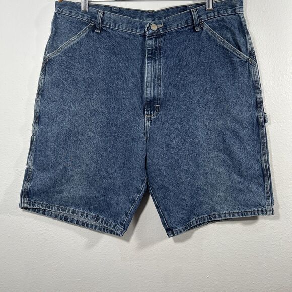 Wrangler‎ Jeans Shorts Mens 38 Blue Carpenter Baggy Wide Leg Skatter Y2K - Picture 1 of 6